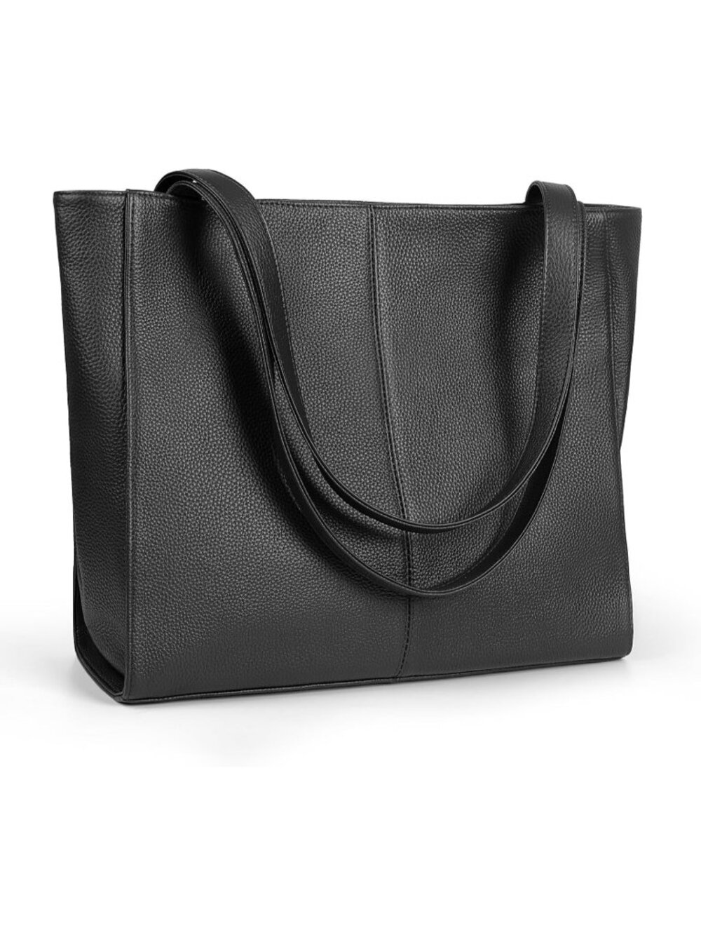 Women Black Leather Shoulder Satchel Laptop Compartment Bag
